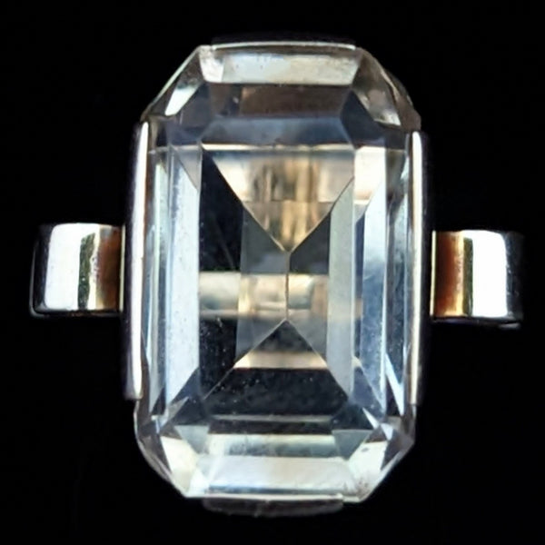 Retro Era Fancy Cut Citrine 14k Yellow Gold Cocktail Ring Vintage Estate 1940s