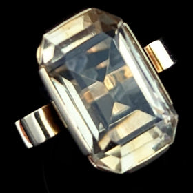 Retro Era Fancy Cut Citrine 14k Yellow Gold Cocktail Ring Vintage Estate 1940s