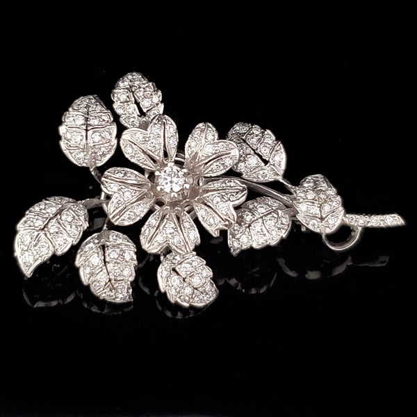  Back to listingsVintage Diamond 14k Gold Floral Brooch Flower Estate Jewelry Pin 1950-60s Gift 