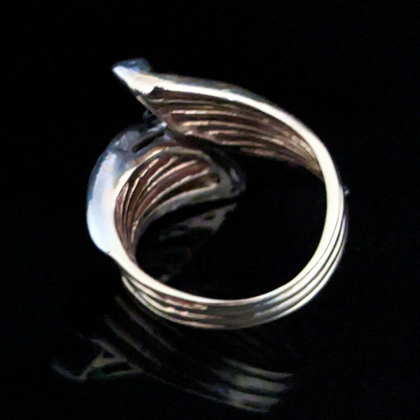 Vintage Diamond 14k Yellow White Gold Statement Cocktail Ring Estate Bypass Gift