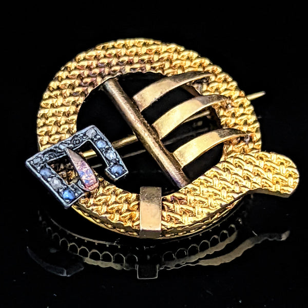 Victorian Old Mine Cut Diamond Pearl 14k Yellow Gold Floral Brooch Pin Antique 