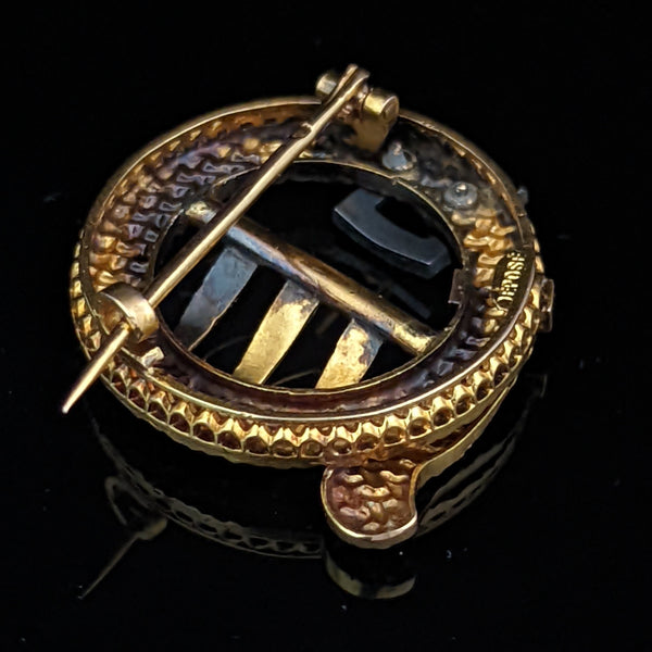 Victorian Old Mine Cut Diamond Pearl 14k Yellow Gold Floral Brooch Pin Antique 