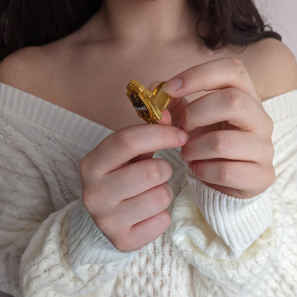 The Nampa - Victorian Gold Seed Pearl Etruscan Revival Locket