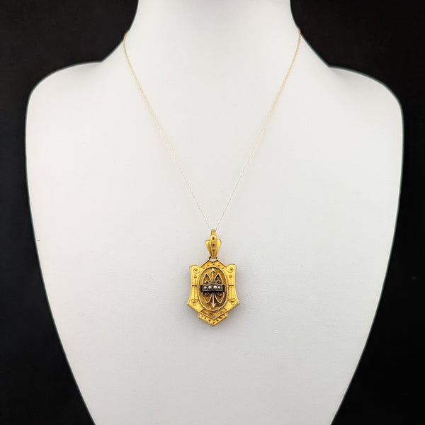 The Nampa - Victorian Gold Seed Pearl Etruscan Revival Locket