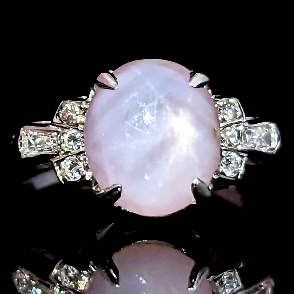 Vintage GIA 5 Carat Natural Star Pink Sapphire NO HEAT Diamond 14k Gold Ring